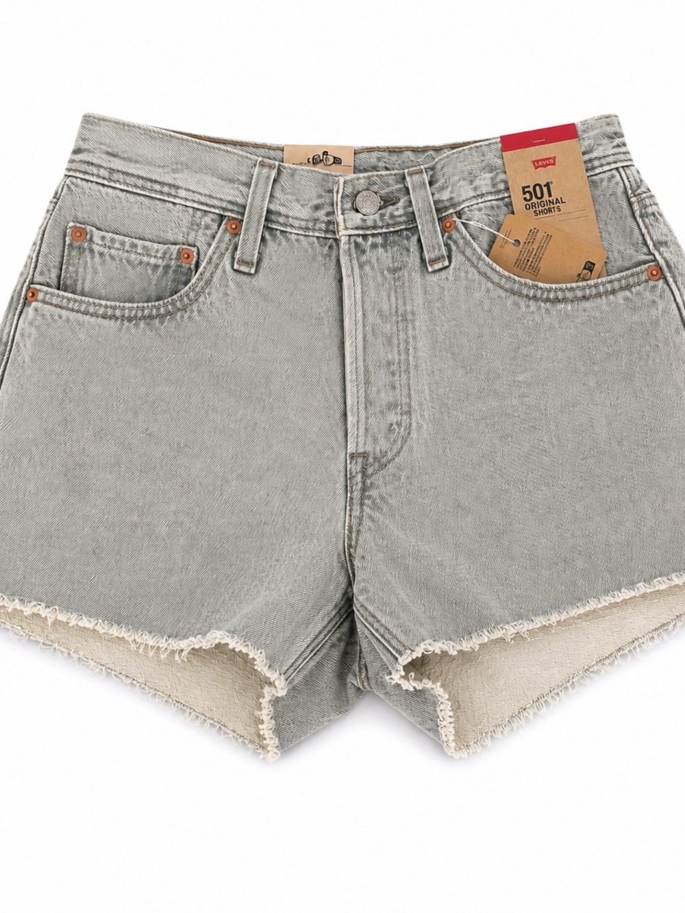 Levi's 501 Cutoff Frayed Hem Denim Shorts - Light Gray